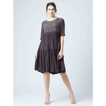 Doodlage Ceballos Grey Midi Dress