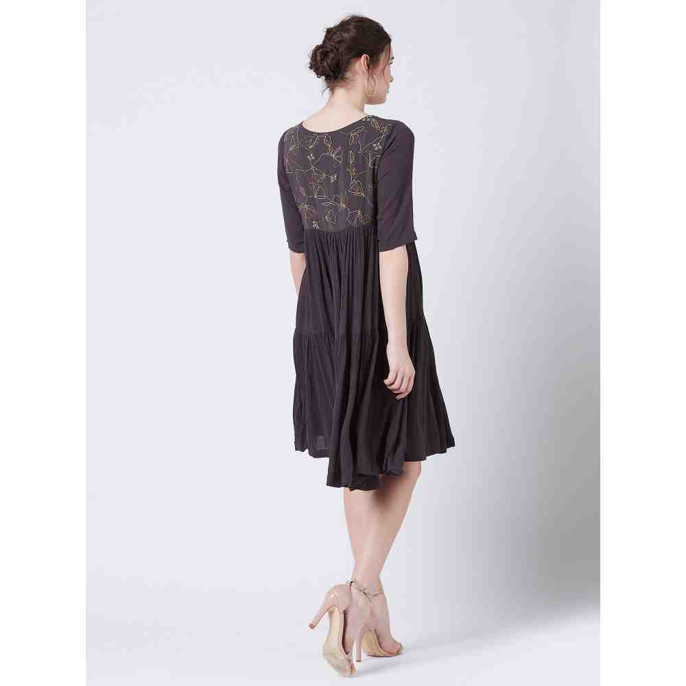 Doodlage Ceballos Grey Midi Dress