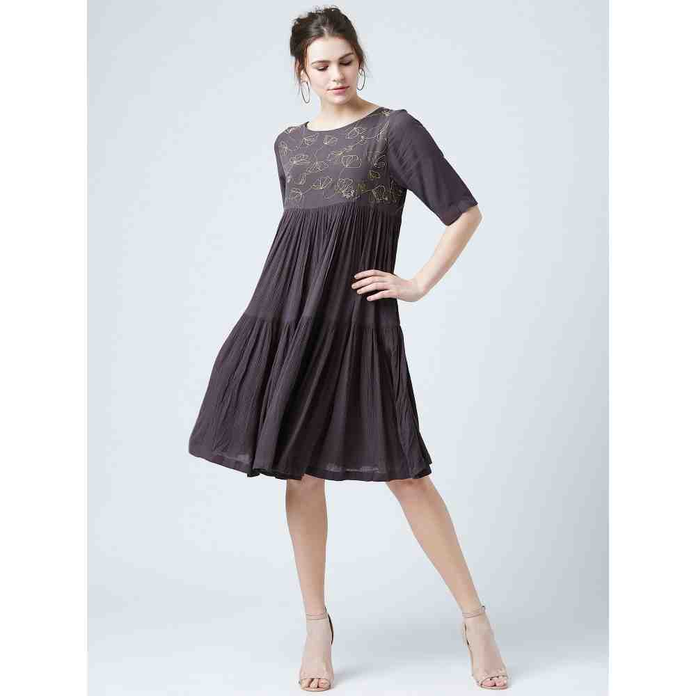 Doodlage Ceballos Grey Midi Dress