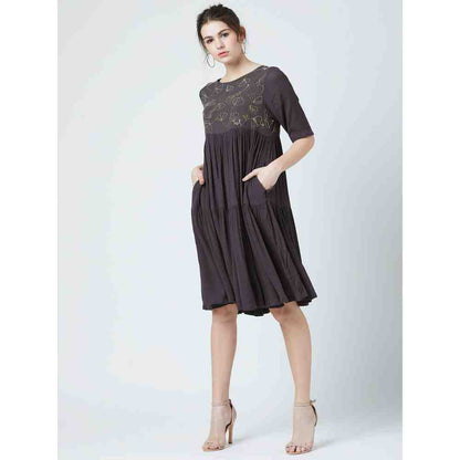 Doodlage Ceballos Grey Midi Dress