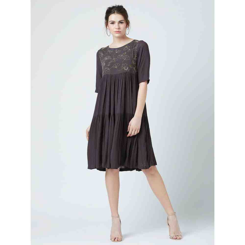 Doodlage Ceballos Grey Midi Dress