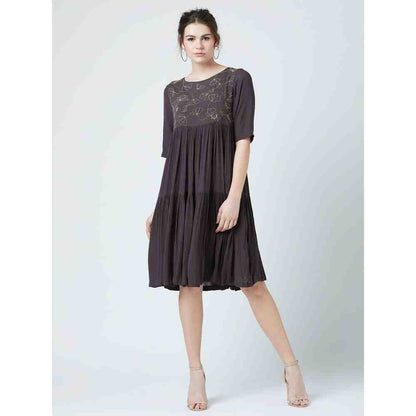 Doodlage Ceballos Grey Midi Dress