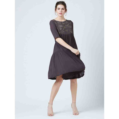 Doodlage Ceballos Grey Midi Dress