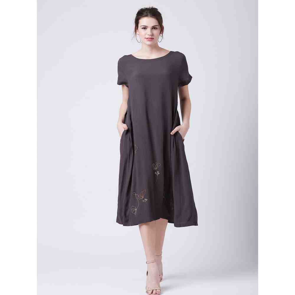 Doodlage Alaa Grey Midi Dress