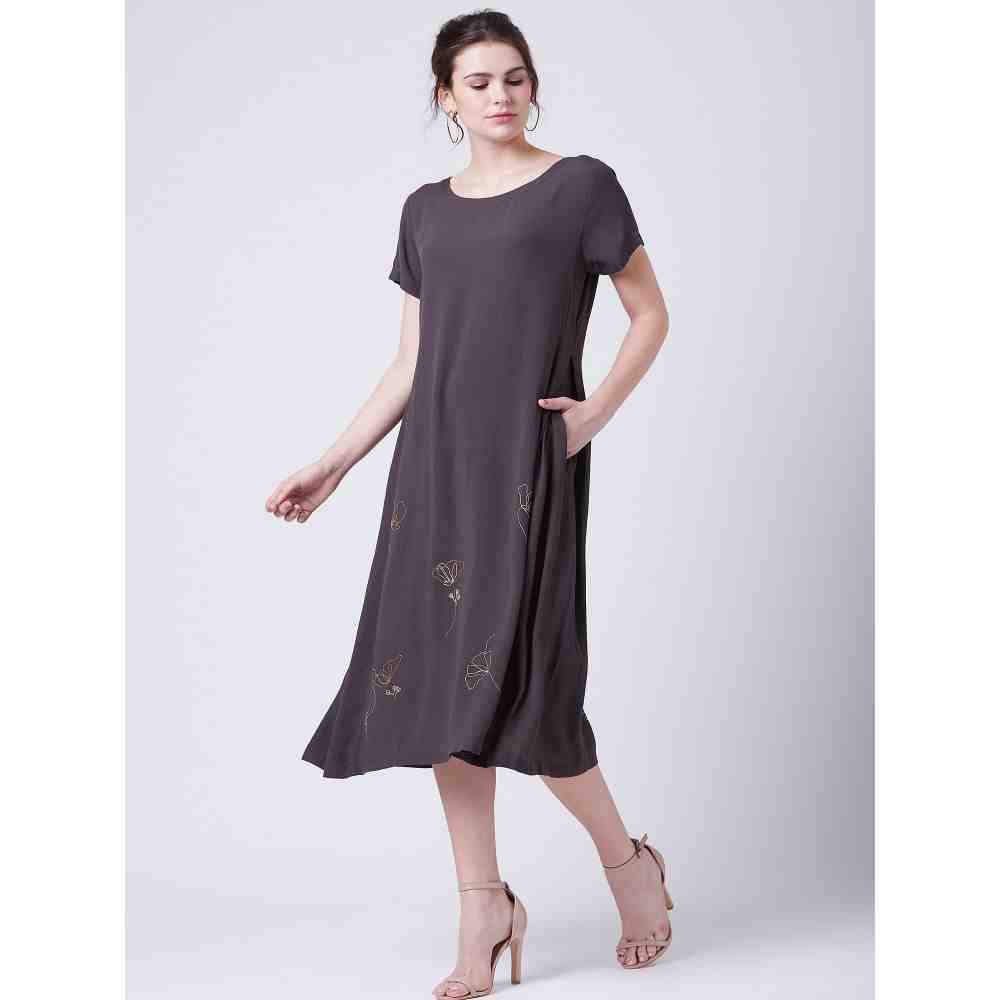 Doodlage Alaa Grey Midi Dress