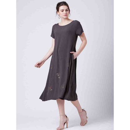 Doodlage Alaa Grey Midi Dress