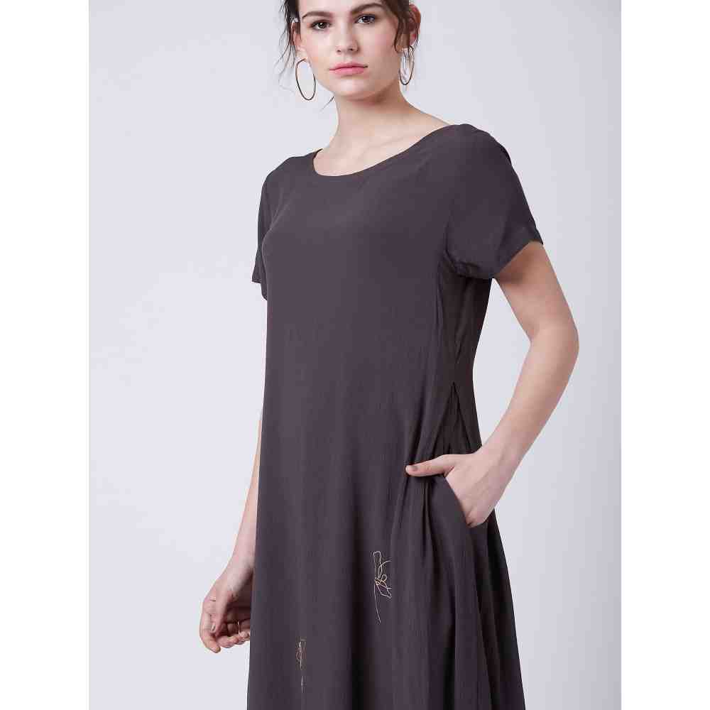 Doodlage Alaa Grey Midi Dress