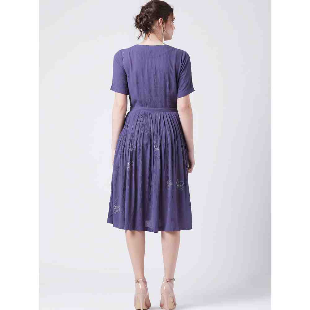 Doodlage Purple Embroidered Dress