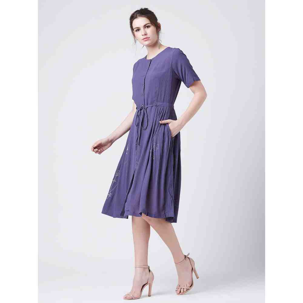 Doodlage Purple Embroidered Dress