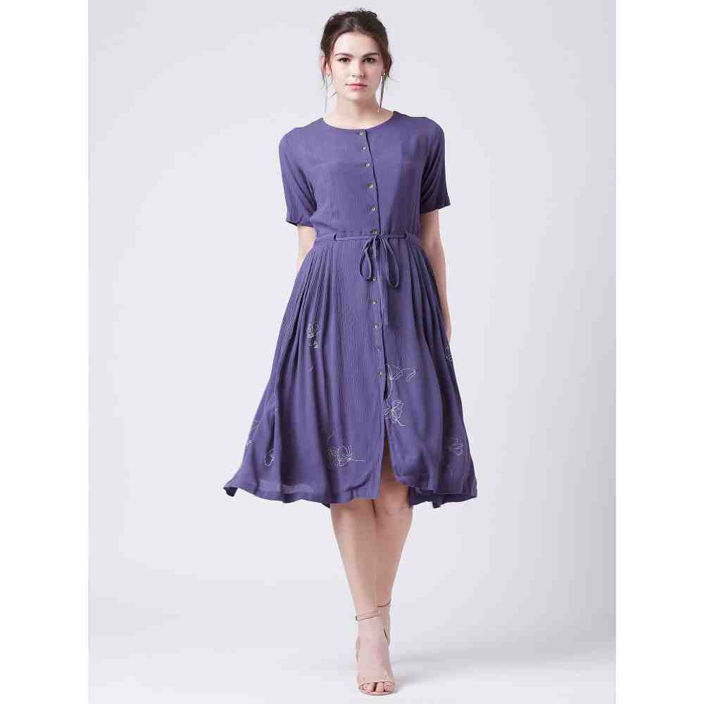 Doodlage Purple Embroidered Dress