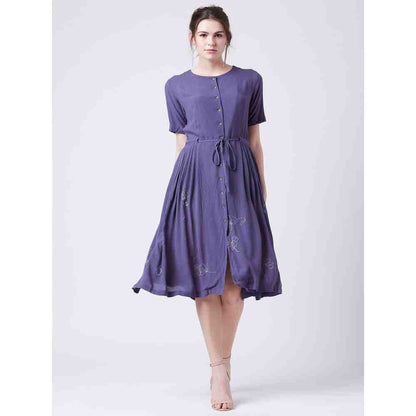 Doodlage Purple Embroidered Dress