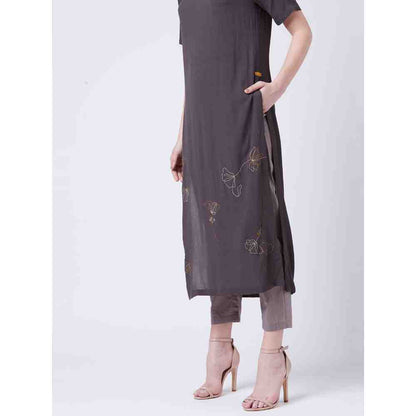 Doodlage Grey Side Slit Kurta