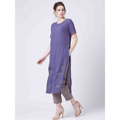 Doodlage Side Slit Purple Kurta