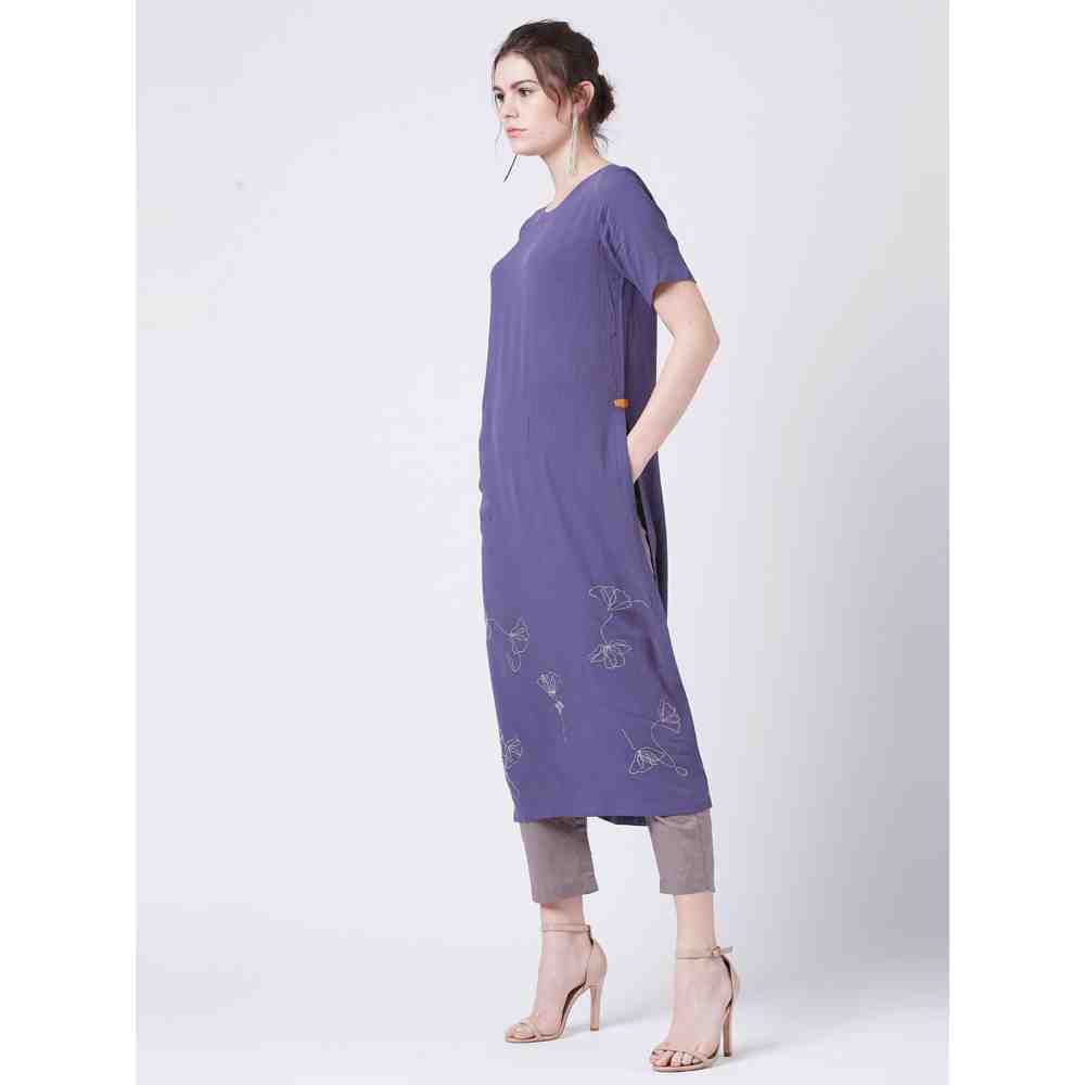Doodlage Side Slit Purple Kurta