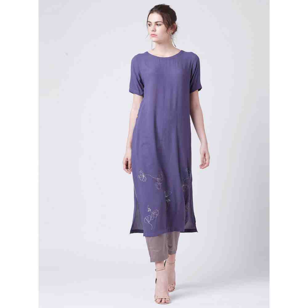 Doodlage Side Slit Purple Kurta
