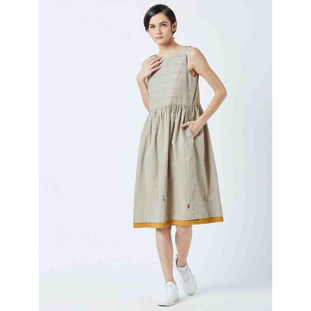 Doodlage Beige Angela Striped Dress