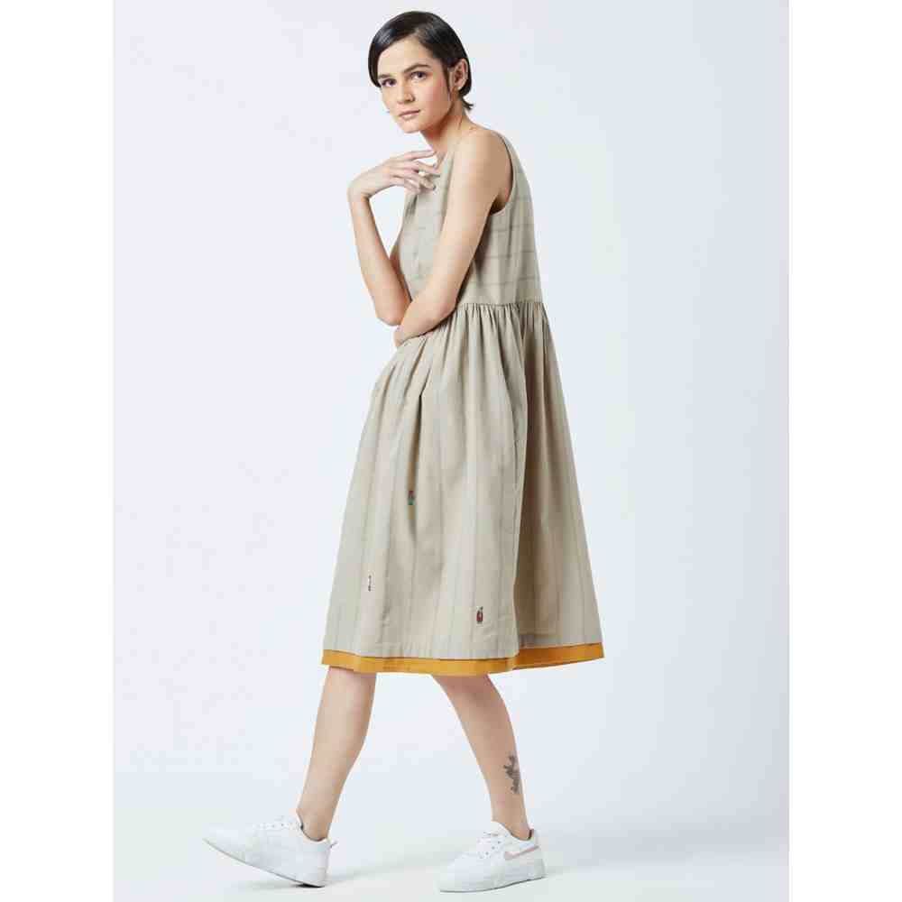 Doodlage Beige Angela Striped Dress