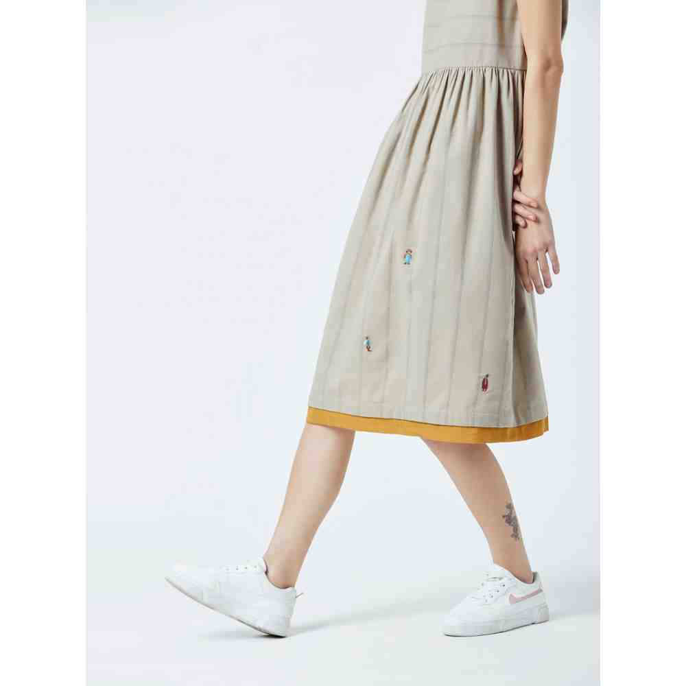 Doodlage Beige Angela Striped Dress