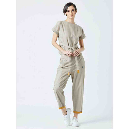 Doodlage Beige Fildes Striped Top