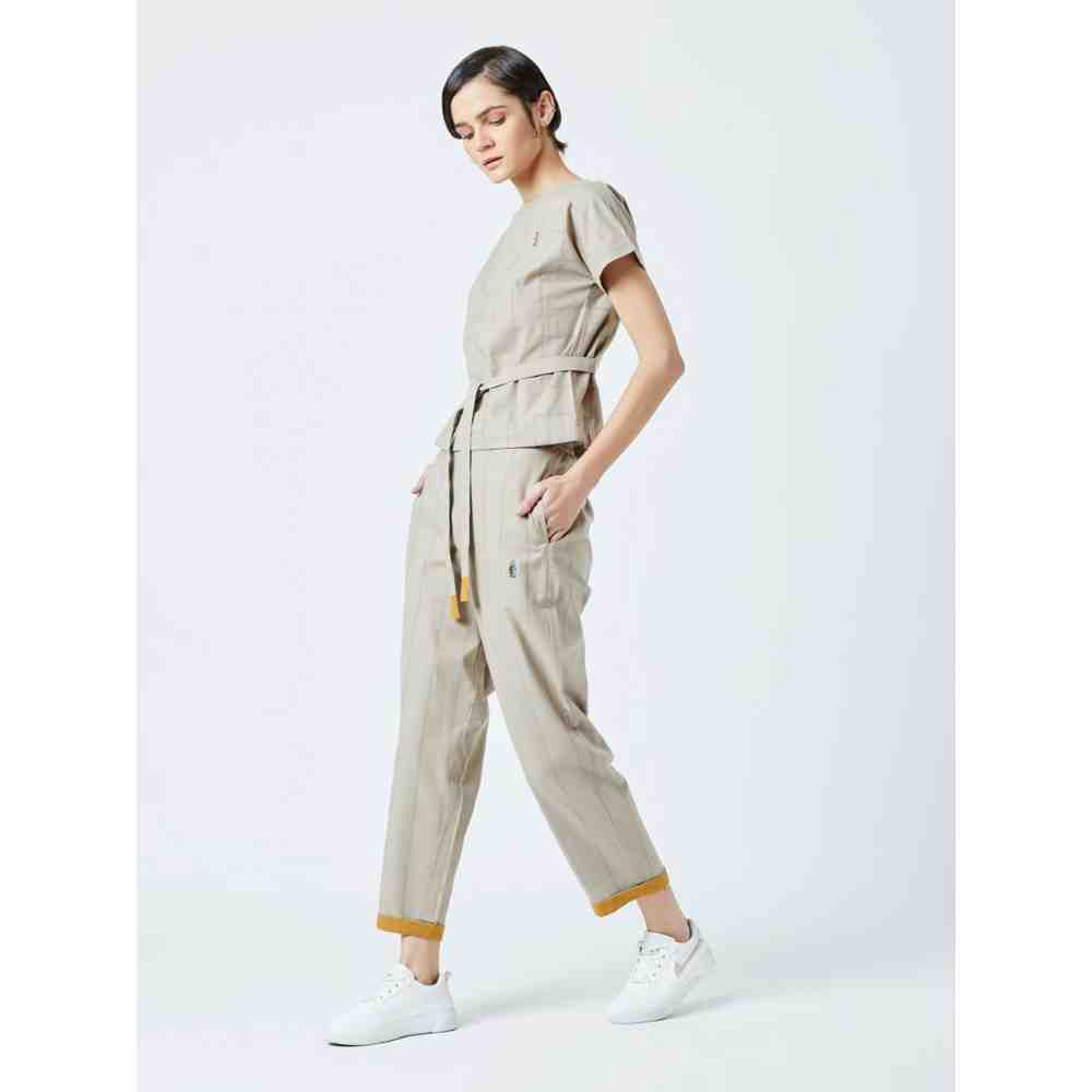 Doodlage Beige Fildes Striped Top