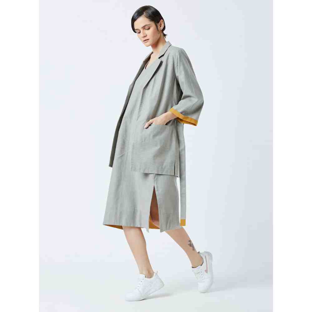 Doodlage Grey Judo Striped Jacket
