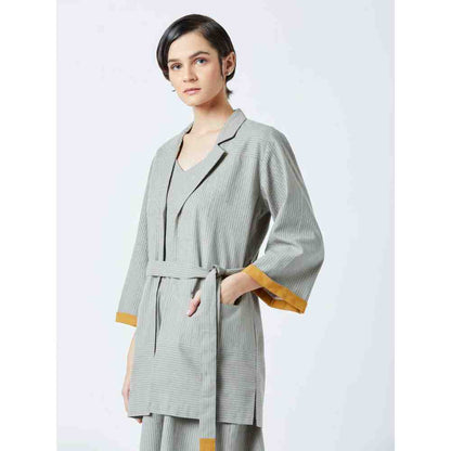 Doodlage Grey Judo Striped Jacket