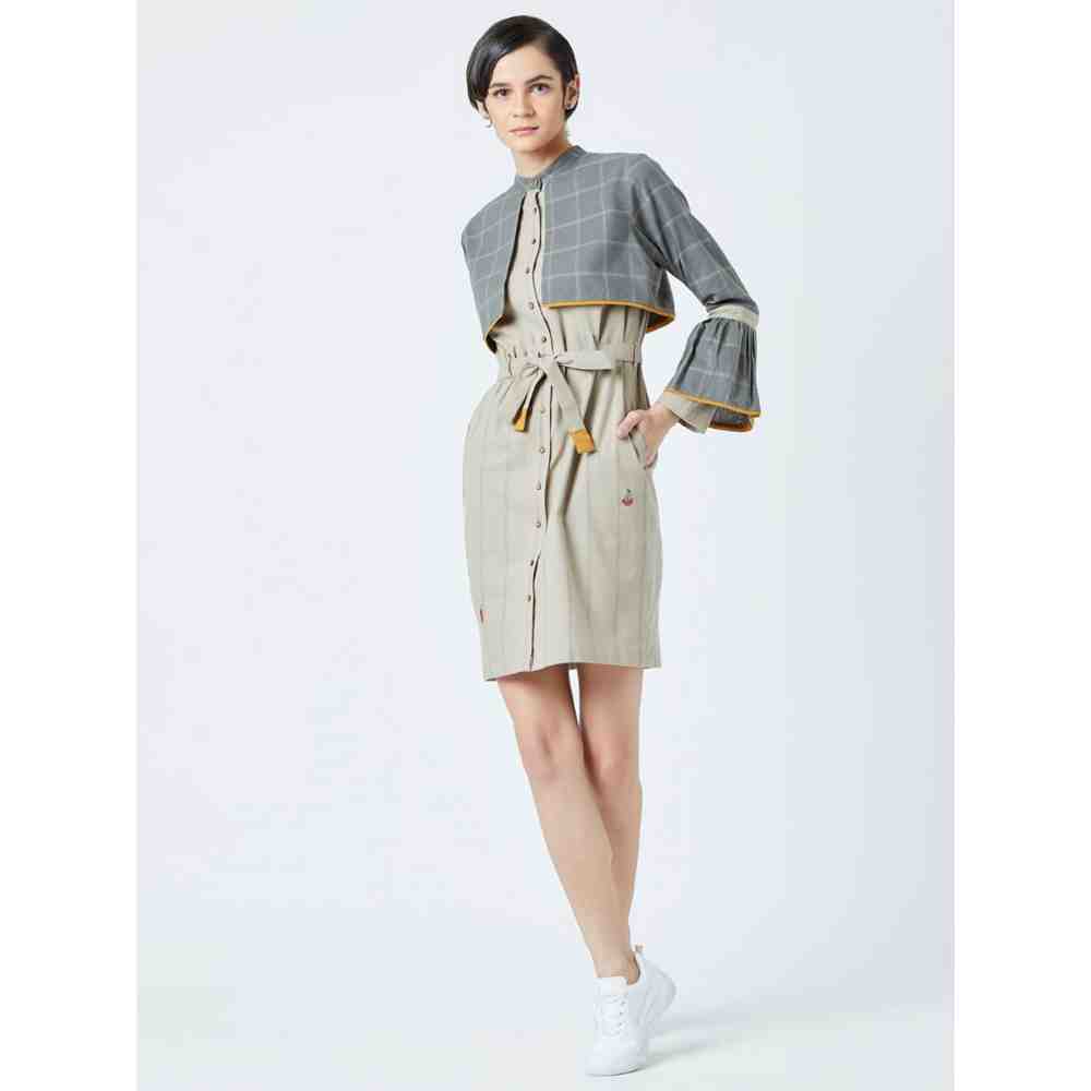 Doodlage Beige Nora Striped Dress