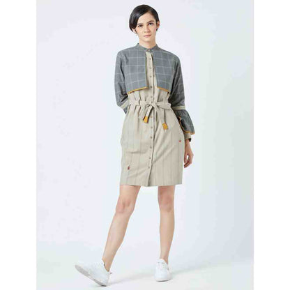 Doodlage Beige Nora Striped Dress