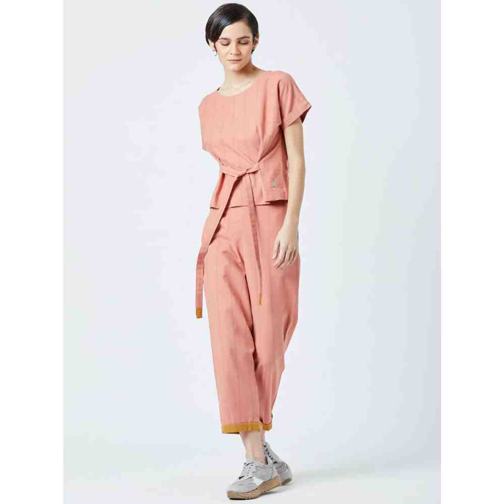 Doodlage Peach Fildes Striped Top