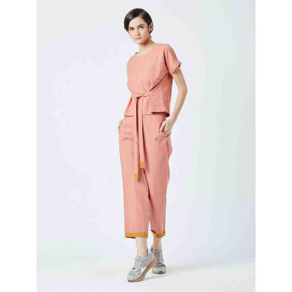 Doodlage Peach Fildes Striped Top