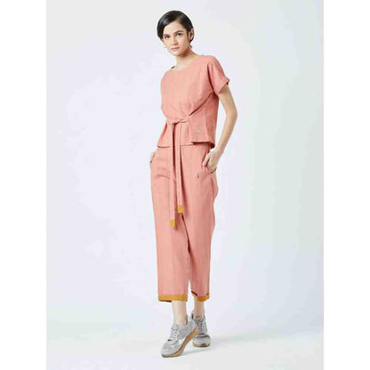 Doodlage Peach Fildes Striped Top