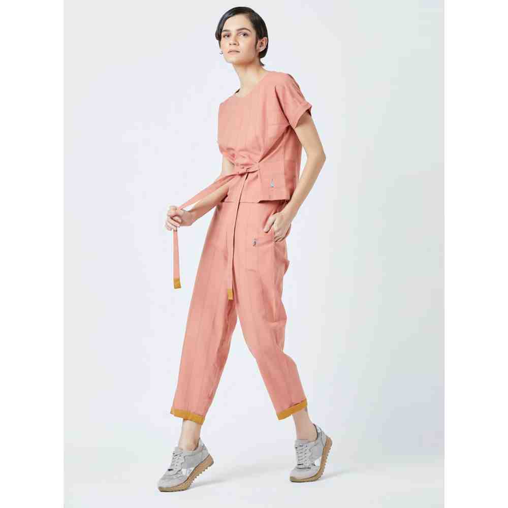 Doodlage Peach Fildes Striped Top