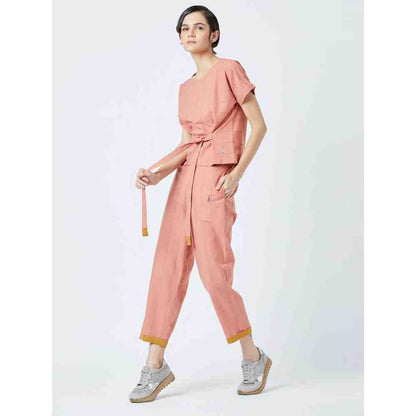 Doodlage Peach Fildes Striped Top