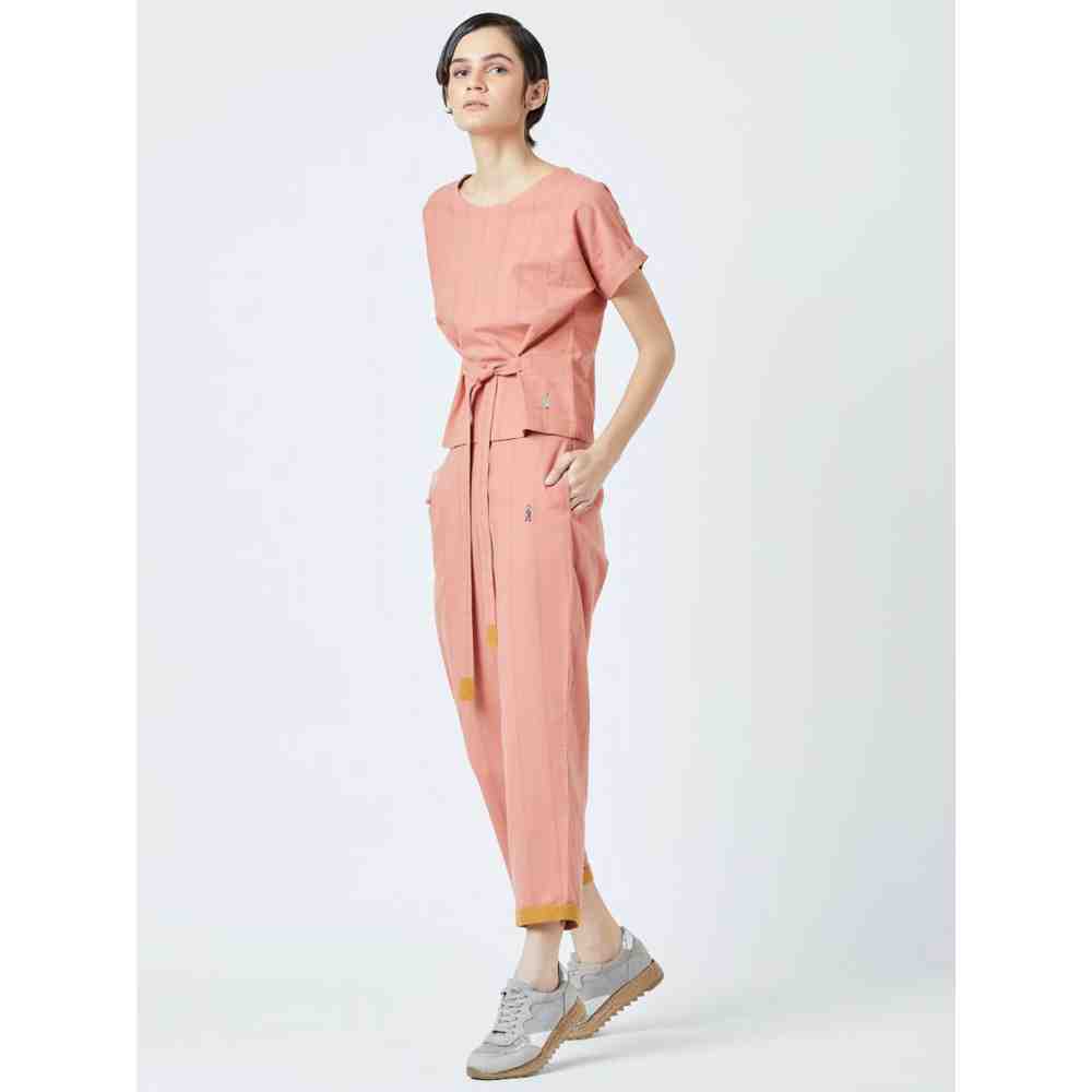 Doodlage Peach Fildes Striped Top