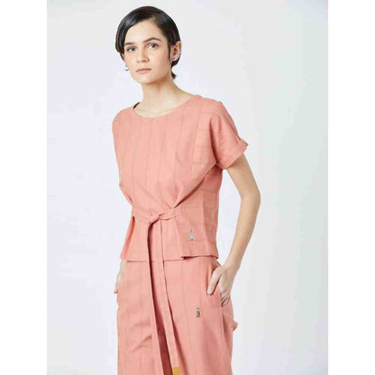 Doodlage Peach Fildes Striped Top