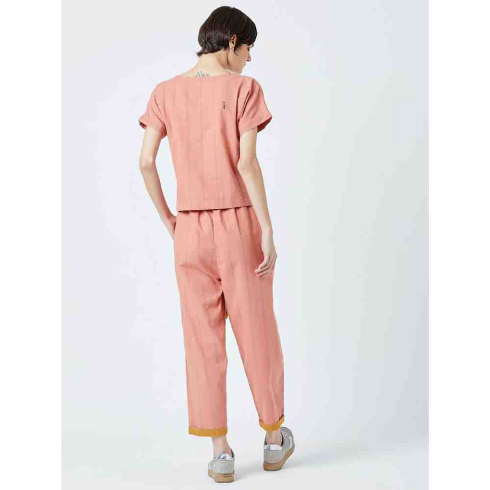 Doodlage Peach Fildes Striped Top