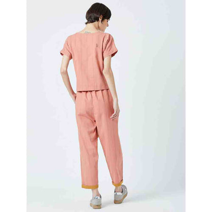 Doodlage Peach Fildes Striped Top