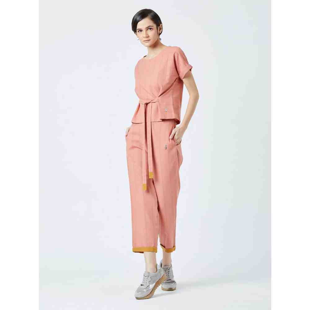 Doodlage Peach Fildes Striped Pant