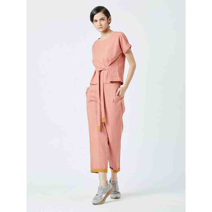 Doodlage Peach Fildes Striped Pant
