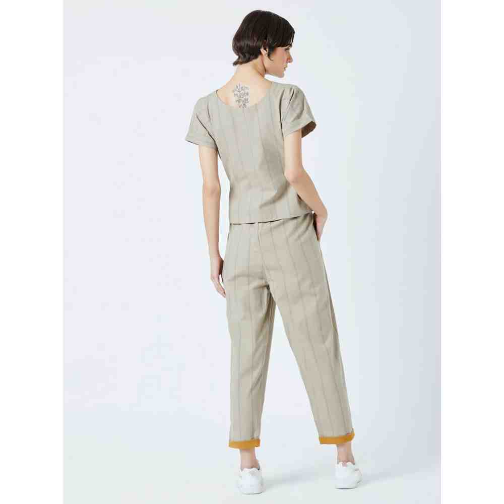 Doodlage Beige Fildes Striped Pant