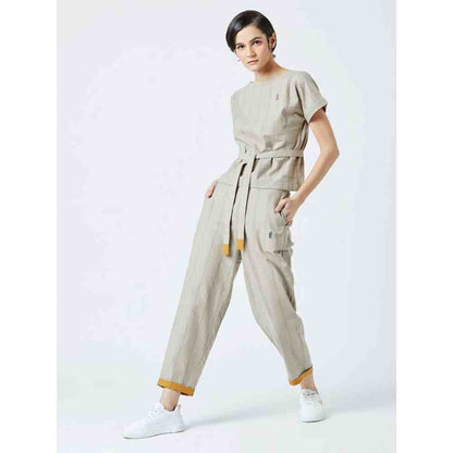Doodlage Beige Fildes Striped Pant