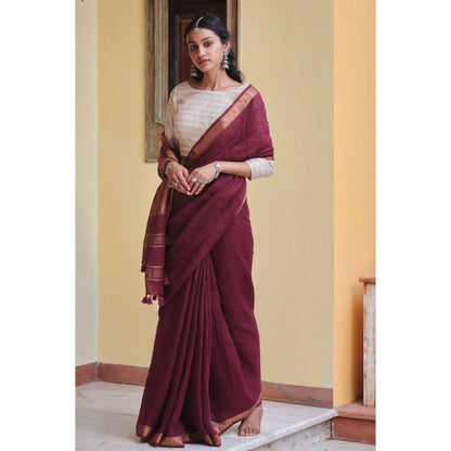 Dressfolk Puple handwoven jamdani saree