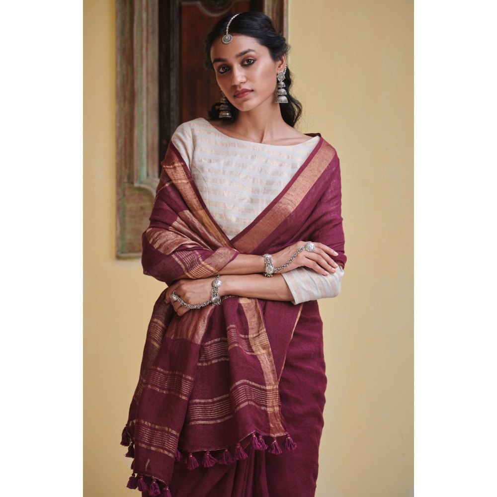 Dressfolk Puple handwoven jamdani saree