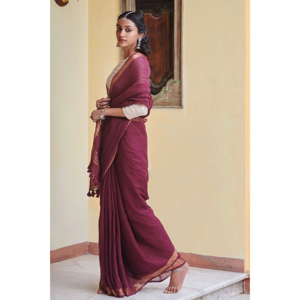 Dressfolk Puple handwoven jamdani saree