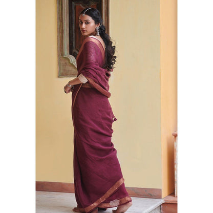 Dressfolk Puple handwoven jamdani saree