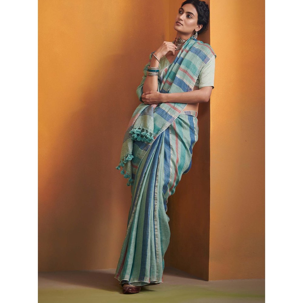 Dressfolk modern striped linen saree