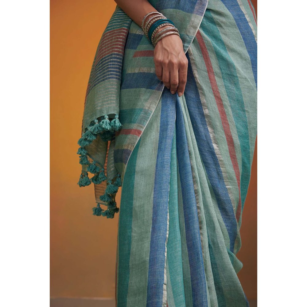 Dressfolk modern striped linen saree