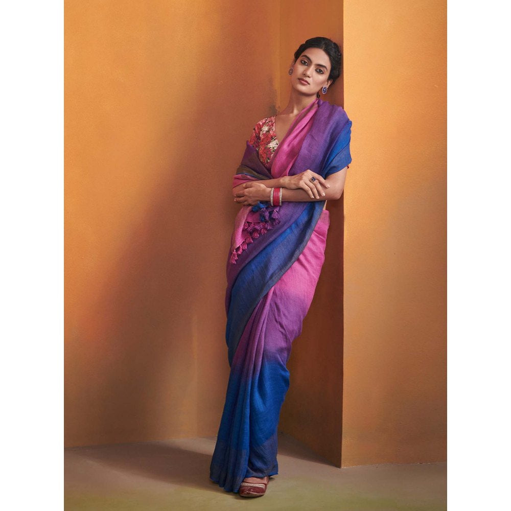 Dressfolk colorful linen jamdani handwoven saree