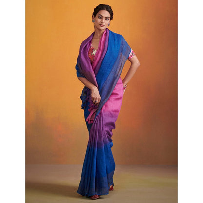 Dressfolk colorful linen jamdani handwoven saree