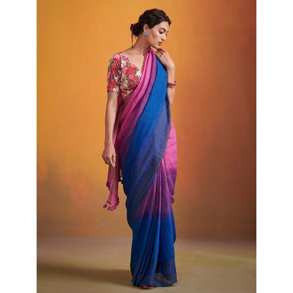 Dressfolk colorful linen jamdani handwoven saree